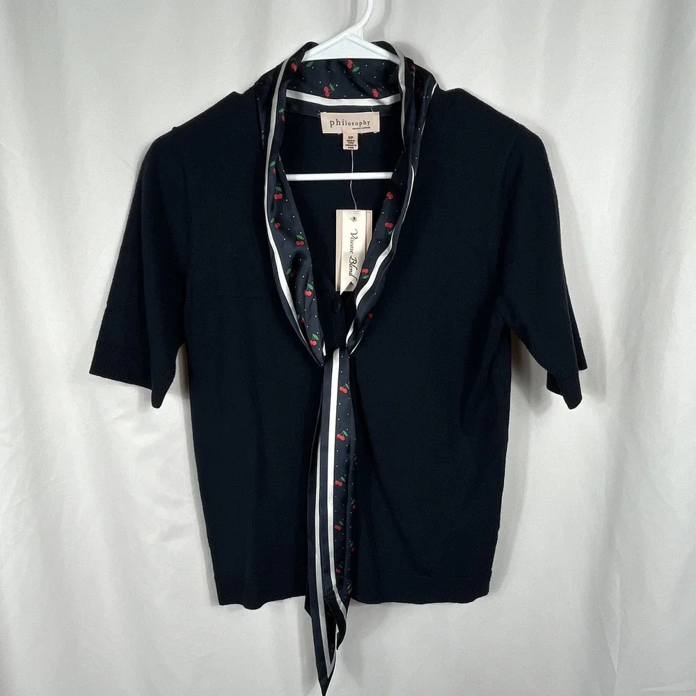 Philosophy Republic Clothing Womens Navy Blue‎ Short Sleeve Sweater Size Small